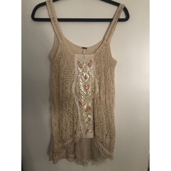 Free People Off White Sequin Top - Picture 1 of 3